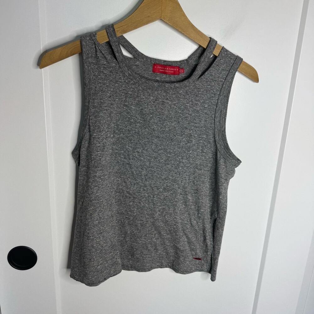 N:Philanthropy Grey Distressed Muscle Tank Top Size XS